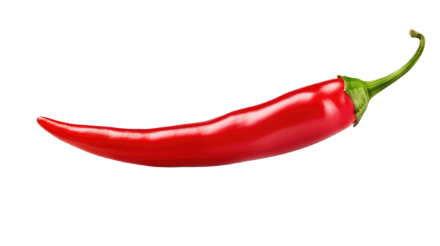 Red hot chili pepper isolated on transparent white background