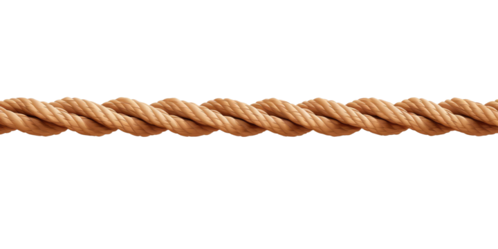 Straight rope isolated on transparent or white background