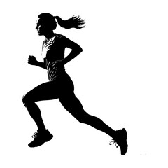 Fototapeta na wymiar Silhouette woman running for sport black color only
