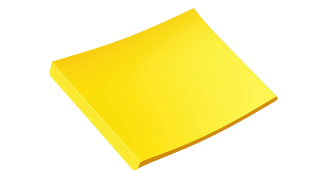 Yellow sticky post it note isolated on transparent or white background