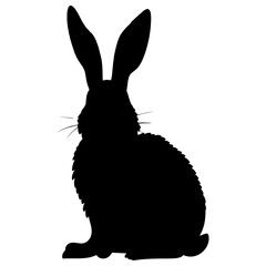 Silhouette rabbit or bunny animal black color only
