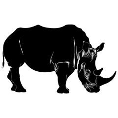 Fototapeta premium Silhouette rhinoceros animal black color only full body