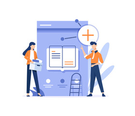 Media book library concept,infographics, Can use for web banner,flat design icon vector illustration