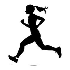 Fototapeta na wymiar Silhouette woman running for sport black color only