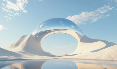 Futuristic Spherical Architecture in Desert Landscape
