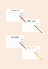Vector illustration to do list clipboard, questionnaire in retro colors.