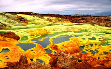 The Danakil desert, in north-eastern Ethiopia, inhabited by a few Afar people, who dedicate...
