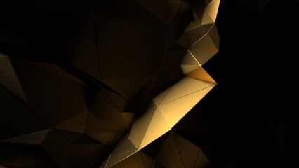 Abstract golden facets highlighted by light on black background. Abstract overlay background. Can be used as a texture or background for design projects, scenes, etc.
 - obrazy, fototapety, plakaty