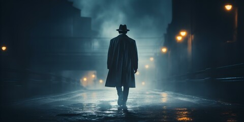 Unraveling the Mystery: The Detective's Determined Journey. Concept Mystery Series, Detective Protagonist, Intriguing Plot Twists - obrazy, fototapety, plakaty