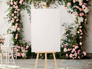 white foam board poster on an easel front facing - obrazy, fototapety, plakaty