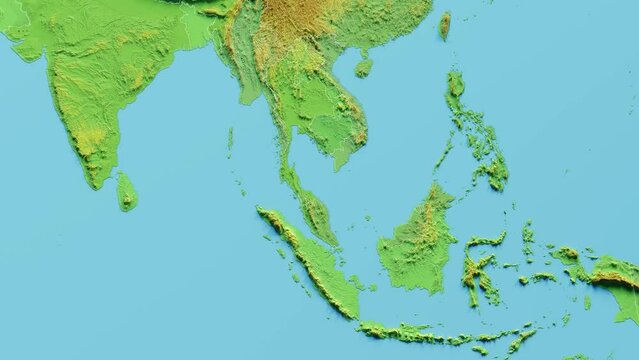 Cambodia Map 3D animated with Borders