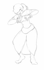 sketch of traditional dancing girl