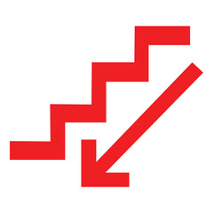 Stairway sign, downstairs icon. Replaceable vector design.