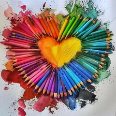 heart made of pencils