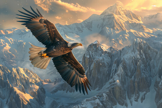 Fototapeta bald eagle in flight