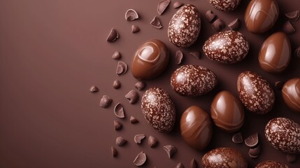 chocolate eggs and pieces of chocolate