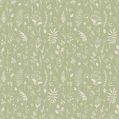 wildflower vintage seamless pattern, foliage wallpaper, printable paper, scrapbooking