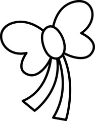 Vector black and white bow icon. Cute holiday accessory line illustration or coloring page isolated on white background.