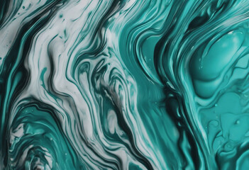 Fluid Art Liquid dark turquoise abstract drips and wave Marble effect background or texture Color...