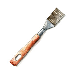 Watercolor construction chisel isolated on a white background