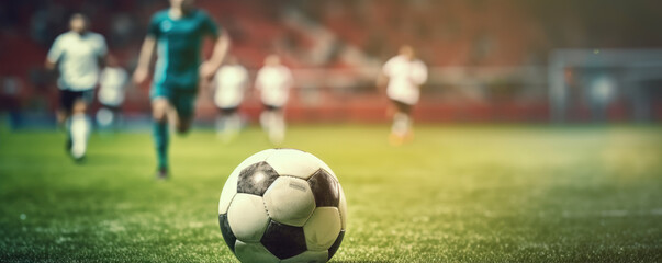 Fototapeta premium A close up professional footballers foot with football ball.