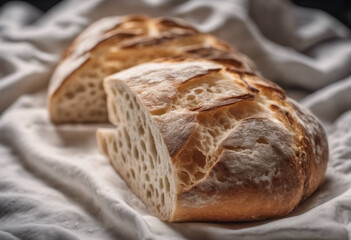 Fresh Italian ciabatta bread for morning breakfast