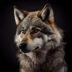 Majestic Apennine Wolf Portrait with Intense Gaze in Studio Setting