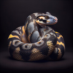 Obraz premium Artistic Black Pastel Ball Python Portrait with Vivid Colors in Studio