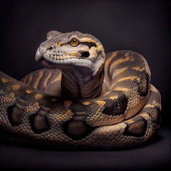 Fototapeta premium Burmese Python Portrait With Artistic Studio Lighting
