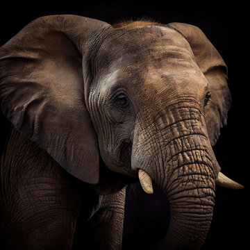Borneo Elephant Close-Up Studio Portrait with Artistic Flair
