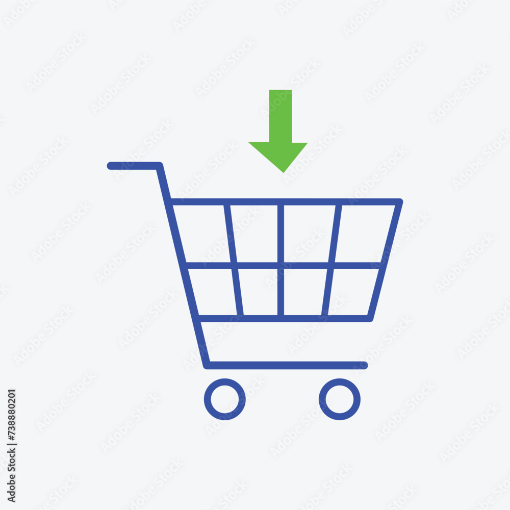 Poster shopping cart icon. put in cart online shopping icon with arrow vector. vector illustration. eps fil