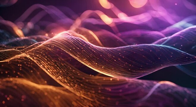 Abstract digital particle wave and light abstract background, cyber or technology animation.