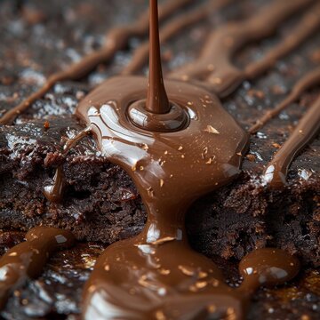 A close-up of a molten lava cake oozing with chocolate, capturing the irresistible gooey texture that makes for a tempting dessert image
