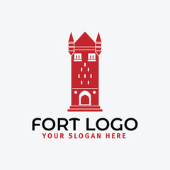 fortress castle logo design vector