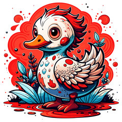 red bird on a white background