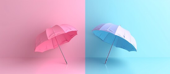 a pink and blue umbrellas