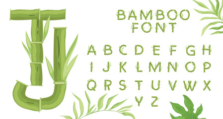 Bamboo font. Decorative artistic font
