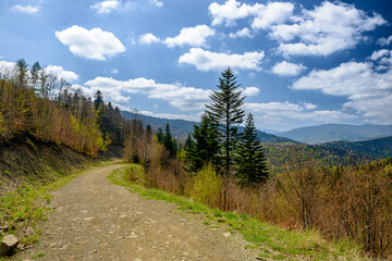 Górski wiosenny krajobraz w Beskidach