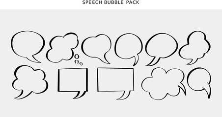 Speech bubble pack abstract hand drawn