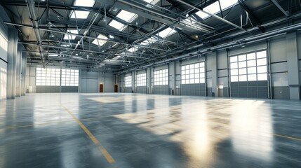 Empty warehouse, Factory Interior Hangar Building Backdrop 