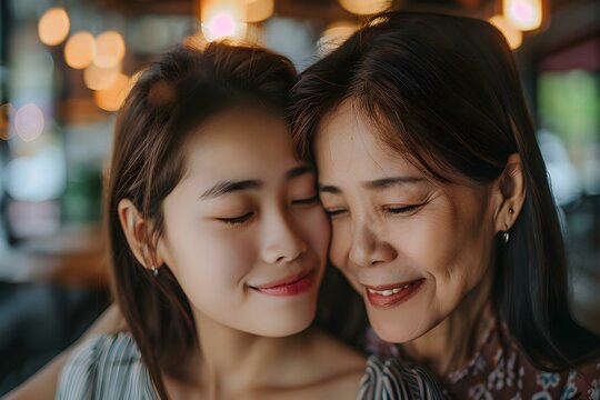 Multigenerational bonding as mother and daughter learn about saving money. Concept Family Finances, Generational Wealth, Financial Literacy, Mother-Daughter Activities, Learning to Save