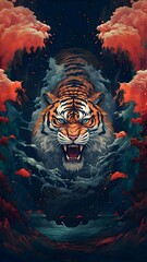 tiger, wild animal, king of the jungle, wild tiger, tiger illustration, vector animal