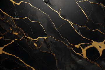 Stylish Marble Black and Gold Wallpaper   Generative AI,