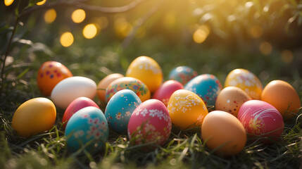 Fototapeta na wymiar easter eggs with festive decoration