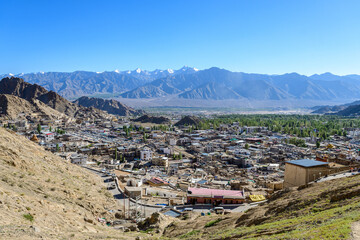 views of leh ladakh city, india