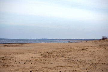 
nature view with sea sand and blue sky