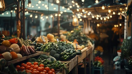 Local food market. Support local farmers, embrace sustainable living, and make eco-friendly grocery choices. - obrazy, fototapety, plakaty