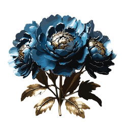 bouquet of metallic blue color flower vector artwork