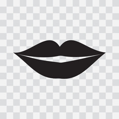 Lips and kiss vector silhouette. Woman Lip icon, symbol design. Vector illustration of lip. 