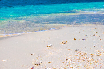Natural tropical turquoise sandbank islands Madivaru Finolhu Rasdhoo Atoll Maldives.
